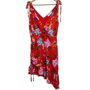 Ali & Jay Spicy Miami Flora Asymmetrical l Midi Dress Red Size Large